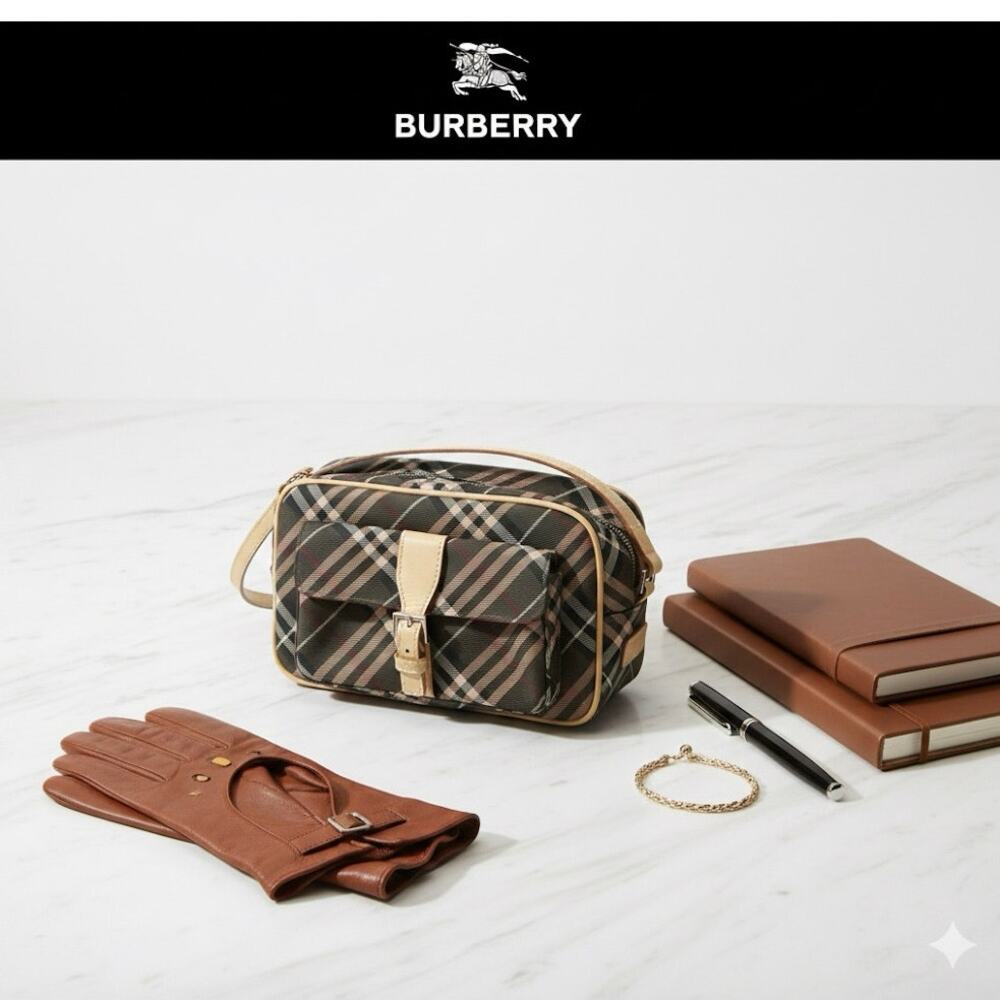 Authenticated Burberry Blue Label Nova Check Nylon Canvas & Leather Purse
